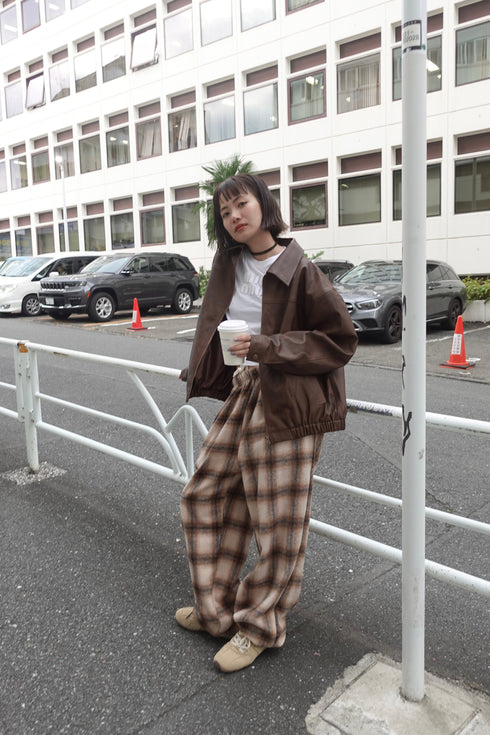 起毛チェックラフパンツ